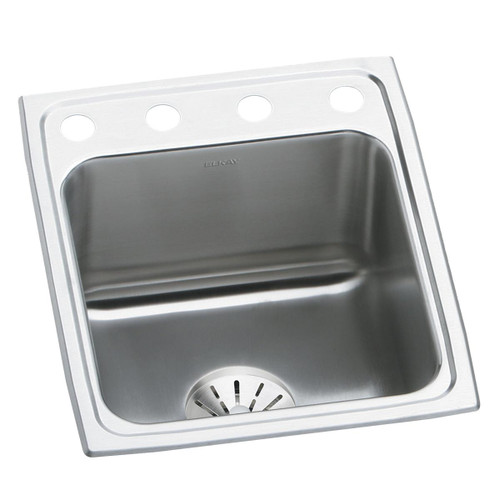 ELKAY  DLR172210PDOS4 Lustertone Classic Stainless Steel 17" x 22" x 10-1/8", OS4-Hole Single Bowl Drop-in Sink with Perfect Drain