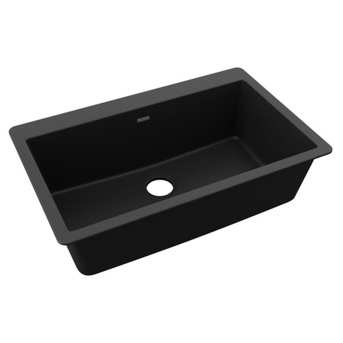 Elkay Quartz Classic 33" x 20-7/8" x 9-7/16", Single Bowl Drop-in Sink, Black - ELGR13322BK0