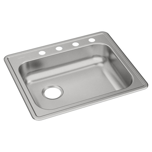Elkay Dayton Stainless Steel 25" x 21-1/4" x 5-3/8", 4-Hole Single Bowl Drop-in Sink with Left Drain - GE12521L4