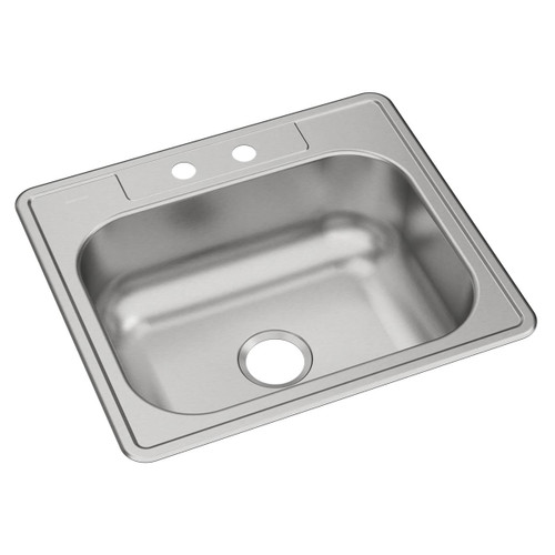 ELKAY DSE125222 Dayton Stainless Steel 25" x 22" x 8-1/16", 2-Hole Single Bowl Drop-in Sink