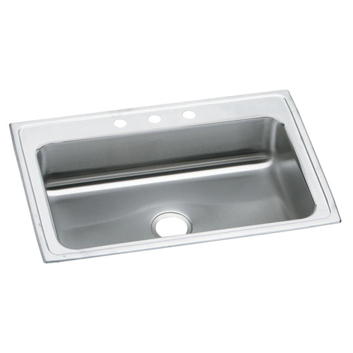 Elkay Celebrity Stainless Steel 33" x 22" x 7-1/4", 3-Hole Single Bowl Drop-in Sink - PSRS33223