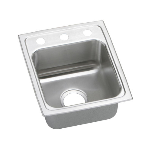 Elkay Lustertone Classic Stainless Steel 13" x 16" x 5-1/2", 3-Hole Single Bowl Drop-in ADA Sink with Quick-clip - LRADQ1316553