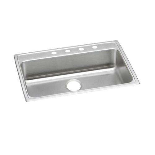 Elkay Lustertone Classic Stainless Steel 31" x 22" x 4", 3-Hole Single Bowl Drop-in ADA Sink - LRAD3122403