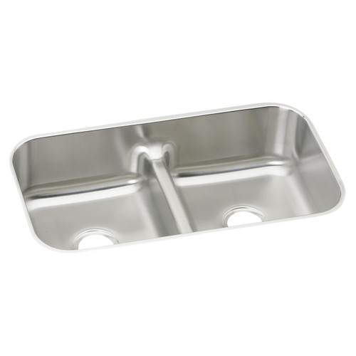 ELKAY  EAQDUH3118 Lustertone Classic Stainless Steel 32-1/2" x 18-1/8" x 8", Equal Double Bowl Undermount Sink with Aqua Divide