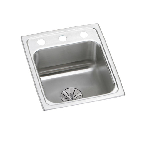 Elkay Lustertone Classic Stainless Steel 15" x 17-1/2" x 6-1/2", 1-Hole Single Bowl Drop-in ADA Sink with Perfect Drain - LRAD151765PD1