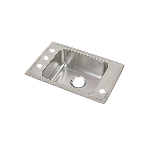 Elkay Lustertone Classic Stainless Steel 31" x 19-1/2" x 4", 2-Hole Single Bowl Drop-in Classroom ADA Sink - DRKAD3119402