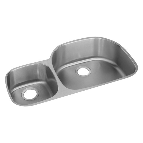 ELKAY  ELUH3621L Lustertone Classic Stainless Steel, 36-1/4" x 21-1/8" x 7-1/2", Offset 40/60 Double Bowl Undermount Sink