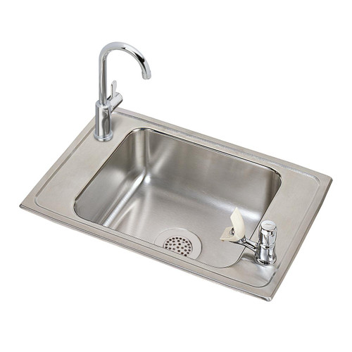 ELKAY  CDKRC2517VRC Celebrity Stainless Steel 25" x 17" x 6-7/8", 2-Hole Single Bowl Drop-in Classroom Sink and Faucet / Vandal-resistant Bubbler Kit