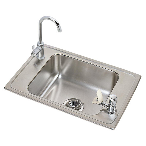 ELKAY  CDKR2517C Celebrity Stainless Steel 25" x 17" x 6-7/8", 2-Hole Single Bowl Drop-in Classroom Sink and 12-1/2" Faucet / Bubbler Kit