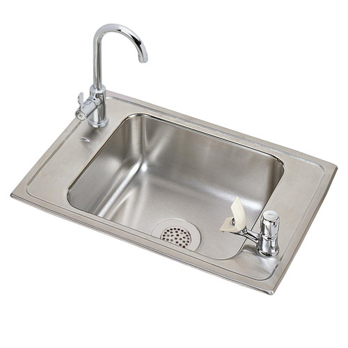 ELKAY  CDKAD2517VRC Celebrity Stainless Steel 25" x 17" x 6-1/2", 2-Hole Single Bowl Drop-in Classroom ADA Sink and Faucet Kit