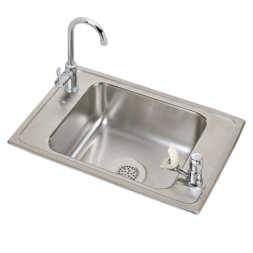 Elkay Celebrity Stainless Steel 25" x 17" x 6-1/2", 2-Hole Single Bowl Drop-in Classroom ADA Sink and Faucet Kit - CDKAD2517VRC