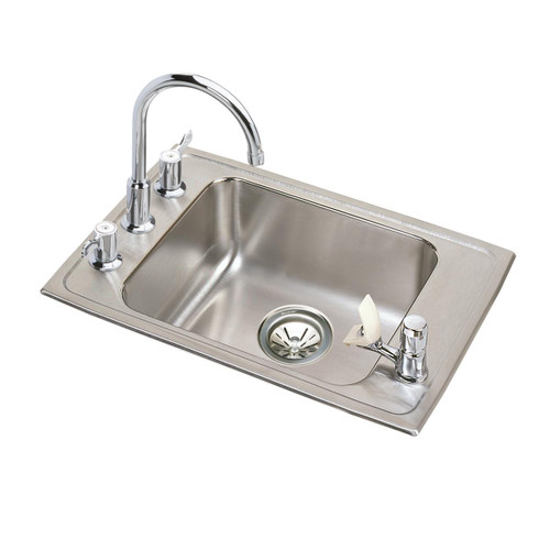 ELKAY  DRKADQ222065C Lustertone Classic Stainless Steel 22" x 19-1/2" x 6-1/2", Single Bowl Drop-in Classroom ADA Sink with Quick-clip Kit