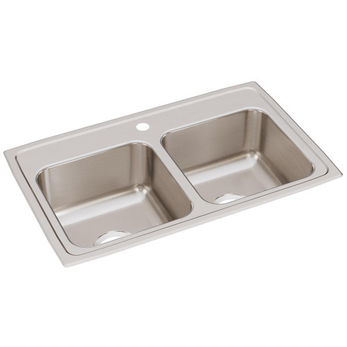 ELKAY LR29181 Lustertone Classic Stainless Steel 29" x 18" x 7-5/8", 1-Hole Equal Double Bowl Drop-in Sink