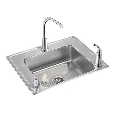 Elkay Lustertone Classic Stainless Steel 28" x 22" x 5-1/2", Single Bowl Drop-in Classroom ADA Sink Kit - DRKAD282255LC