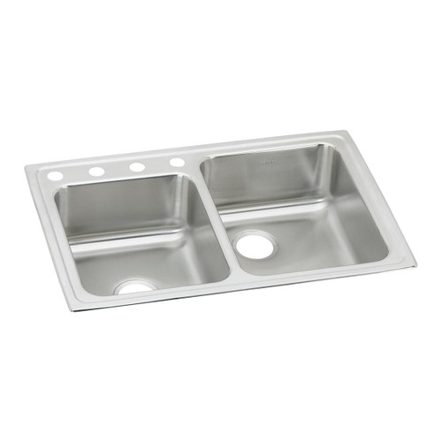 ELKAY LR250L4 Lustertone Classic Stainless Steel 33" x 22" x 7-7/8", Offset Double Bowl Drop-in Sink