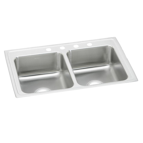 Elkay Lustertone Classic Stainless Steel 37" x 22" x 7-5/8", 3-Hole Equal Double Bowl Drop-in Sink - LR37223