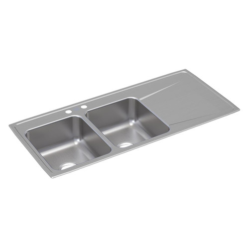 Elkay Lustertone Classic Stainless Steel 48" x 22" x 7-5/8", Equal Double Bowl Drop-in Sink with Drainboard - ILR4822L2
