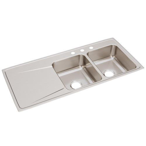 Elkay Lustertone Classic Stainless Steel 48" x 22" x 7-5/8", Equal Double Bowl Drop-in Sink with Drainboard - ILR4822R3