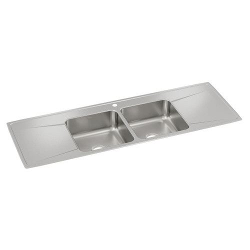 Elkay Lustertone Classic Stainless Steel 66" x 22" x 7-5/8", Equal Double Bowl Drop-in Sink with Drainboard - ILR6622DD1