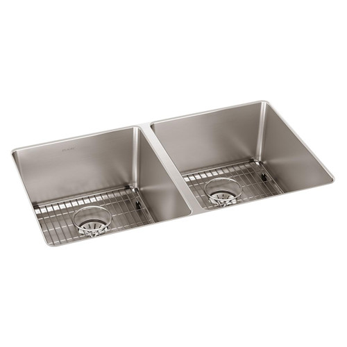 ELKAY  ELUHH3118TPDBG Lustertone Iconix 16 Gauge Stainless Steel 32-3/4" x 19-1/2" x 9" Double Bowl Undermount Sink Kit with Perfect Drain