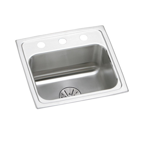 Elkay Lustertone Classic Stainless Steel 17" x 16" x 6-1/2", 2-Hole Single Bowl Drop-in ADA Sink with Perfect Drain - LRAD171665PD2