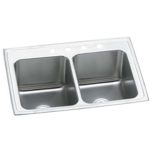 Elkay Lustertone Classic Stainless Steel 25" x 19-1/2" x 10-1/8", 3-Hole Equal Double Bowl Drop-in Sink - DLR2519103