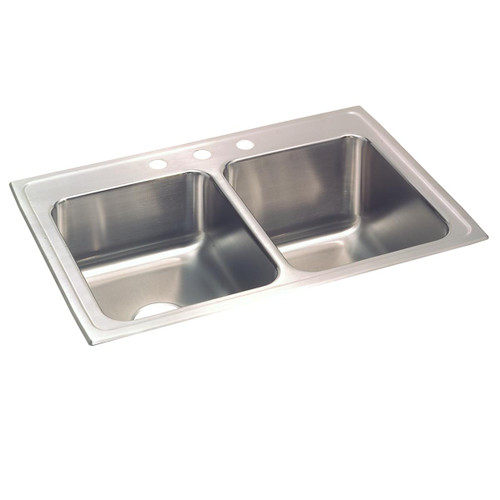 Elkay Lustertone Classic Stainless Steel 33" x 22" x 10-1/8", Equal Double Bowl Drop-in Sink - STLR3322R4