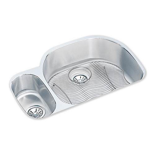 ELKAY  ELUH322110LDBG Lustertone Classic Stainless Steel 31-1/2" x 21-1/8" x 10", 30/70 Offset Double Bowl Undermount Sink Kit