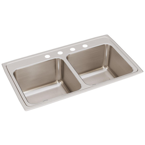 ELKAY  DLR3319104 Lustertone Classic Stainless Steel 33" x 19-1/2" x 10-1/8", 4-Hole Equal Double Bowl Drop-in Sink