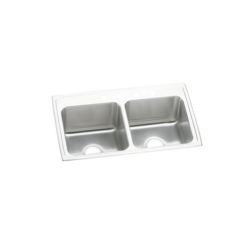 ELKAY DLR3319105 Lustertone Classic Stainless Steel 33" x 19-1/2" x 10-1/8", 5-Hole Equal Double Bowl Drop-in Sink