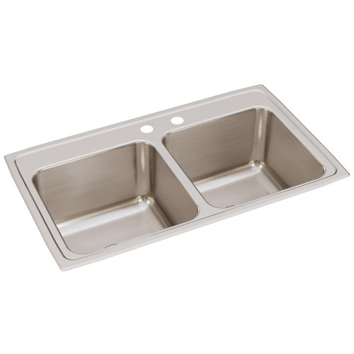 ELKAY  DLR331910MR2 Lustertone Classic Stainless Steel 33" x 19-1/2" x 10-1/8", MR2-Hole Equal Double Bowl Drop-in Sink