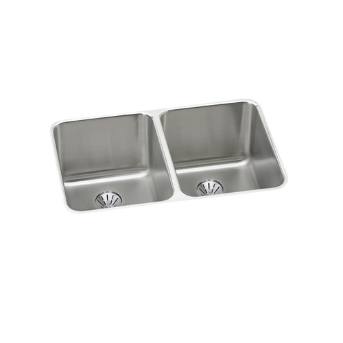 Elkay Lustertone Classic Stainless Steel 31-1/4" x 20" x 7-7/8", Double Bowl Undermount Sink with Perfect Drain - ELUH3220PD