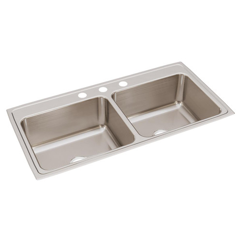Elkay Lustertone Classic Stainless Steel 43" x 22" x 10-1/8", Equal Double Bowl Drop-in Sink - DLR4322103