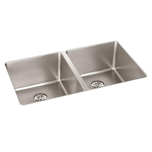 Elkay Lustertone Iconix 16 Gauge Stainless Steel 32-3/4" x 19-1/2" x 9", Double Bowl Undermount Sink with Perfect Drain - ELUHH3118TPD