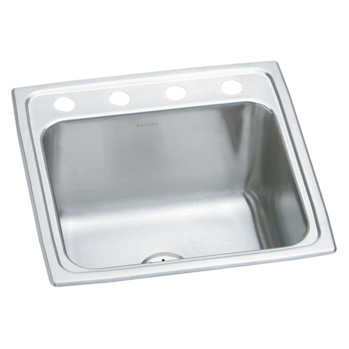 Elkay Lustertone Classic Stainless Steel 19-1/2" x 19" x 10-1/8", OS4-Hole Single Bowl Drop-in Laundry Sink w/Perfect Drain - DLR191910PDOS4