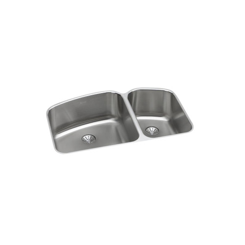 Elkay Lustertone Classic Stainless Steel 32-3/4" x 21" x 9", 60/40 Double Bowl Undermount Sink with Perfect Drain - ELUH31229RPD
