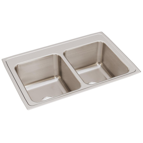 ELKAY DLR3322120 Lustertone Classic Stainless Steel 33" x 22" x 12-1/8", 0-Hole Equal Double Bowl Drop-in Sink