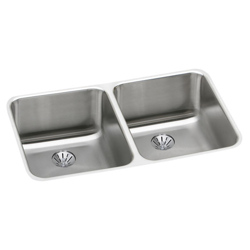 Elkay Lustertone Classic Stainless Steel 30-3/4" x 18-1/2" x 10", Double Bowl Undermount Sink with Perfect Drain - ELUH311810PD