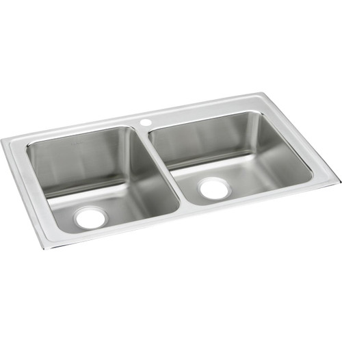 Elkay Lustertone Classic Stainless Steel 37" x 22" x 10", S2-Hole Offset Double Bowl Drop-in Sink - LGR3722S2