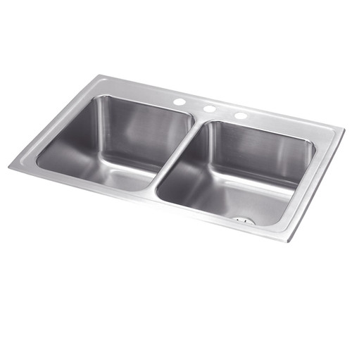 Elkay Lustertone Classic Stainless Steel 33" x 22" x 10-1/8", Equal Double Bowl Drop-in Sink with Perfect Drain - STLR3322LPD1