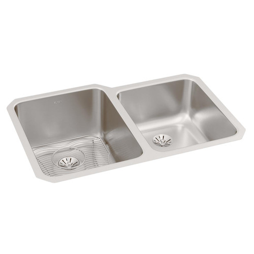 ELKAY  ELUH3120RPDBG Lustertone Classic Stainless Steel, 31-1/4" x 20-1/2" x 9-7/8", Double Bowl Undermount Sink Kit with Right Perfect Drain