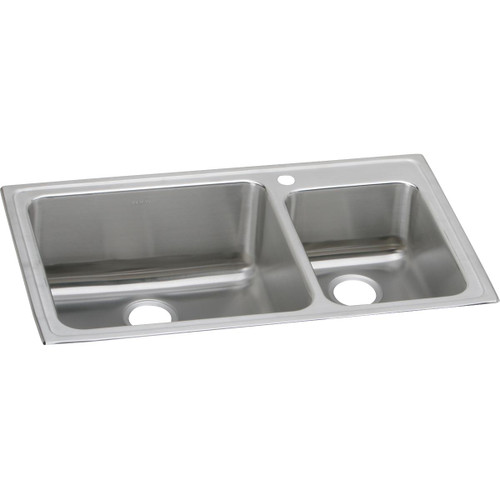 Elkay Lustertone Classic Stainless Steel 37" x 22" x 10", 1-Hole 60/40 Double Bowl Drop-in Sink - LFGR37221