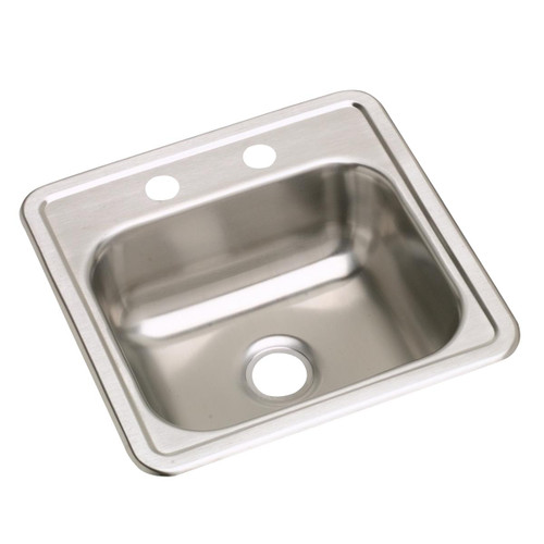 Elkay Dayton Stainless Steel 15" x 15" x 5-3/16", 2-Hole Single Bowl Drop-in Bar Sink with 2" Drain Opening (10 Pack) - DW10115152