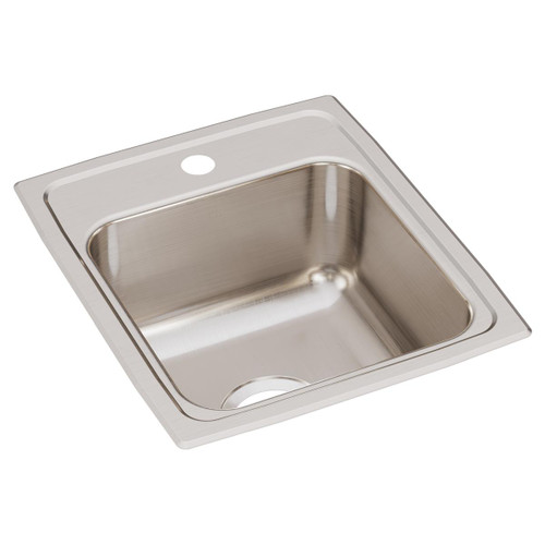 Elkay Lustertone Classic Stainless Steel 15" x 17-1/2" x 7-5/8", 1-Hole Single Bowl Drop-in Bar Sink with Quick-clip - LRQ15171