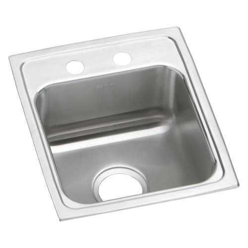 Elkay Lustertone Classic Stainless Steel 15" x 17-1/2" x 6-1/2", 2-Hole Single Bowl Drop-in ADA Sink - LRAD1517652