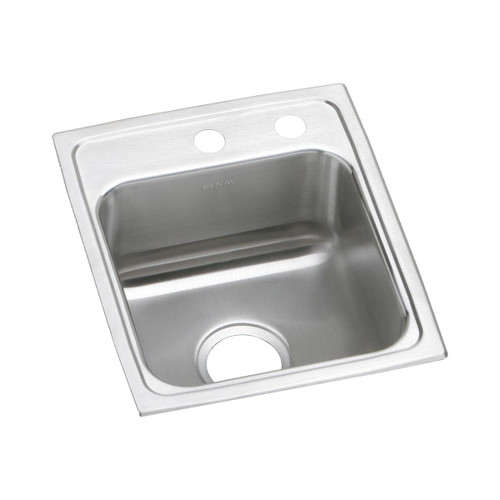 Elkay Lustertone Classic Stainless Steel 15" x 17-1/2" x 6-1/2", MR2-Hole Single Bowl Drop-in ADA Sink - LRAD151765MR2