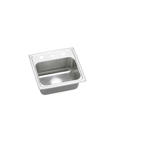 Elkay Lustertone Classic Stainless Steel 17" x 16" x 6-1/2", 2-Hole Single Bowl Drop-in ADA Sink with Quick-clip - LRADQ1716652