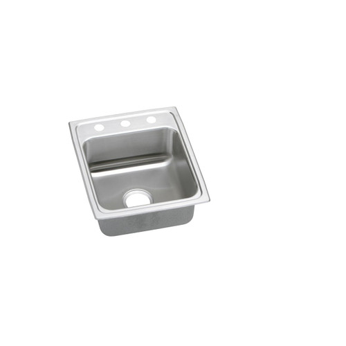 Elkay Lustertone Classic Stainless Steel 17" x 20" x 6", 3-Hole Single Bowl Drop-in ADA Sink with Quick-clip - LRADQ1720603