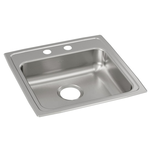 Elkay Lustertone Classic Stainless Steel 19-1/2" x 19" x 5", 2-Hole Single Bowl Drop-in ADA Sink - LRAD1919502
