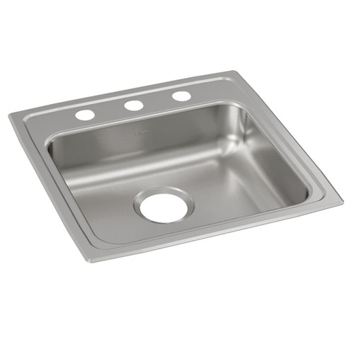 ELKAY LRAD1919503 Lustertone Classic Stainless Steel 19-1/2" x 19" x 5", 3-Hole Single Bowl Drop-in ADA Sink